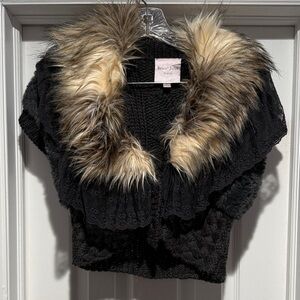 Romeo & Juliet Couture Black Knit with Faux Fur